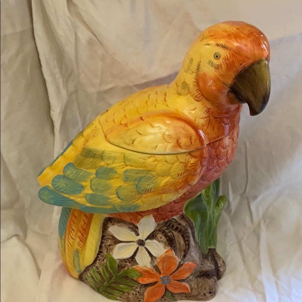 Parrot cookie jar hand painted